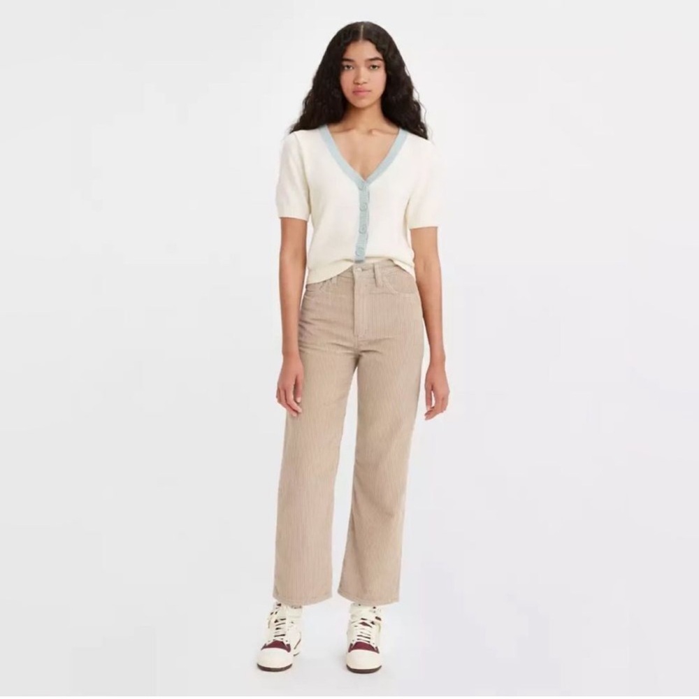 Levi's CORDUROY RIBCAGE STRAIGHT
ANKLE WOMEN'S PANTS Size 26 Granola - Brown